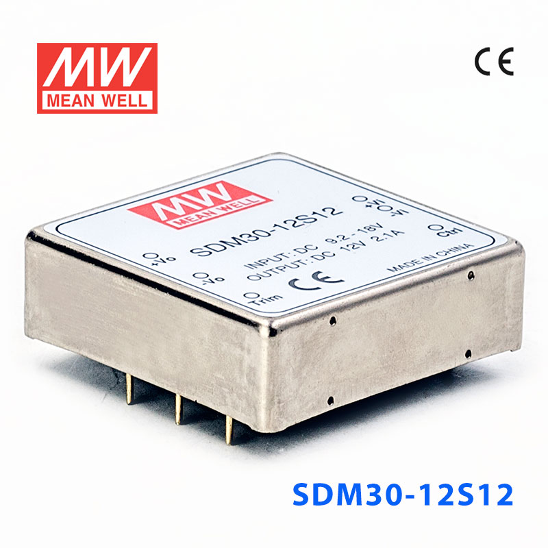 SDM30-12S12 SDM30-12S12 30W 9~18V 输入 12V 稳压单路输出明纬DC-DC转换模块电源