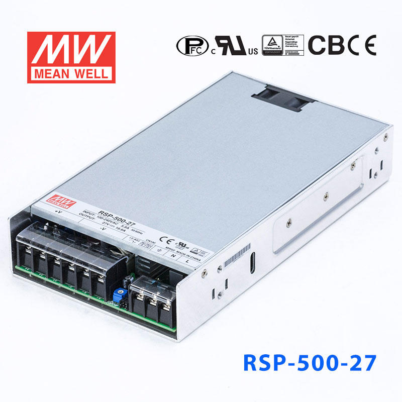 RSP-500-27 RSP-500-27 500W 27V18.6A 单路输出带功率因素校正超薄型明纬开关电源