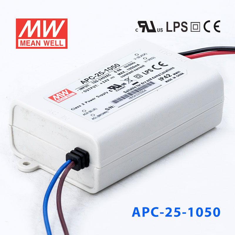 APC-25-1050 APC-25-1050 25W 9-24V 1050mA 明纬牌恒流输出防水塑壳LED照明电源