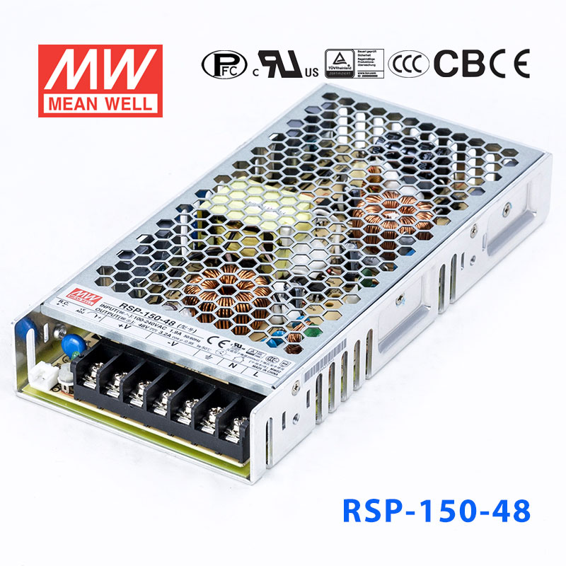 RSP-150-48 RSP-150-48 150W 48V3.2A单路输出低厚度带功率因素校正CCC认证明纬开关电源