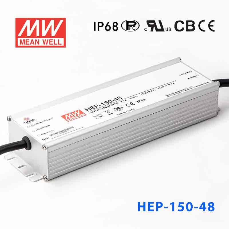 HEP-150-48 HEP-150-48 150W 48V 3.2A无风扇全密封IP68防护高效率明纬电源