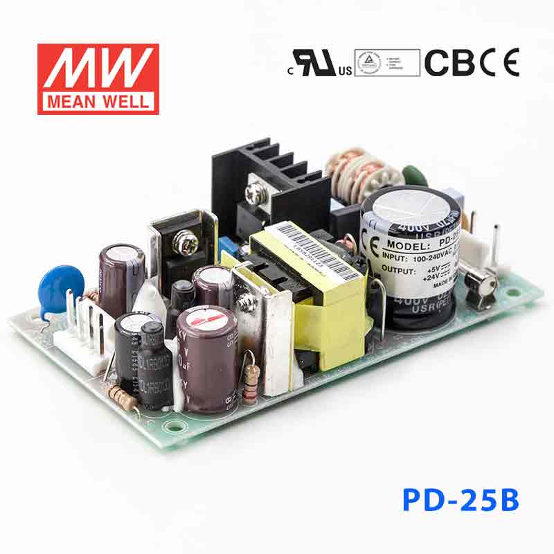 PD-25B PD-25B 25W +5V 2A +24V 1A 双路输出无外壳PCB板明纬开关电源
