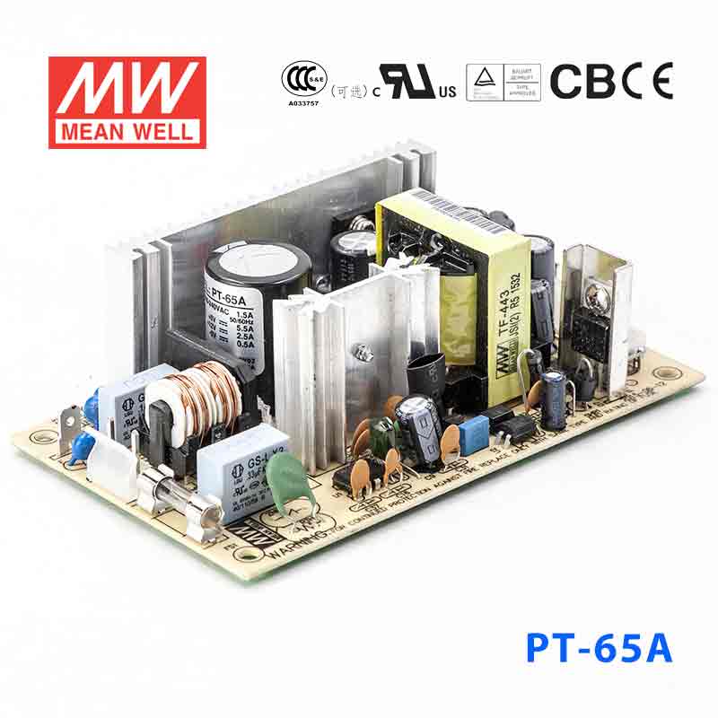 PT-65A PT-65A 65W +5V 7A +12V 3.2A -5V 0.7A 三路输出无外壳PCB板明纬开关电源