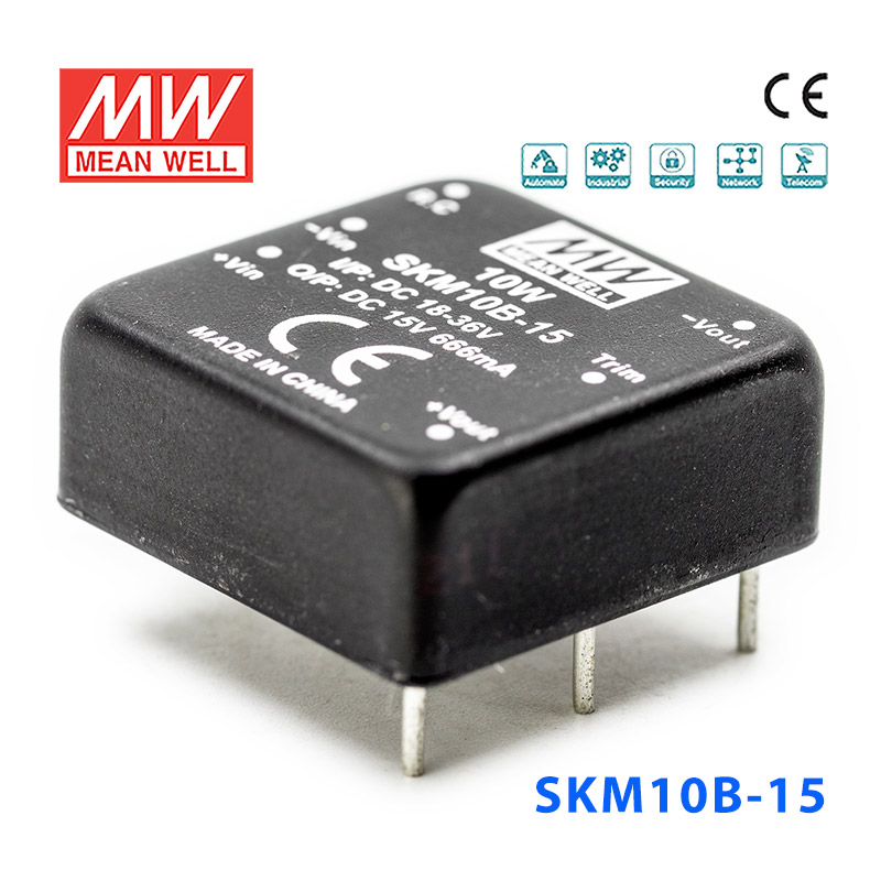 SKM10B-15 SKM10B-15 10W 18~36V 转 15V 666mA 非稳压单路输出DC-DC模块电源