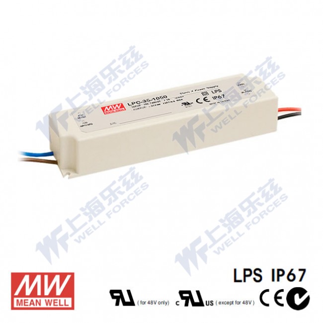 LPC-60-1050 LPC-60-1050 60W 1050mA恒流输出明纬牌IP67防水塑壳LED电源