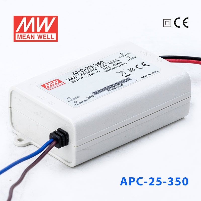 APC-25-350 APC-25-350 25W 25-70V 350mA明纬牌恒流输出防水塑壳LED照明电源