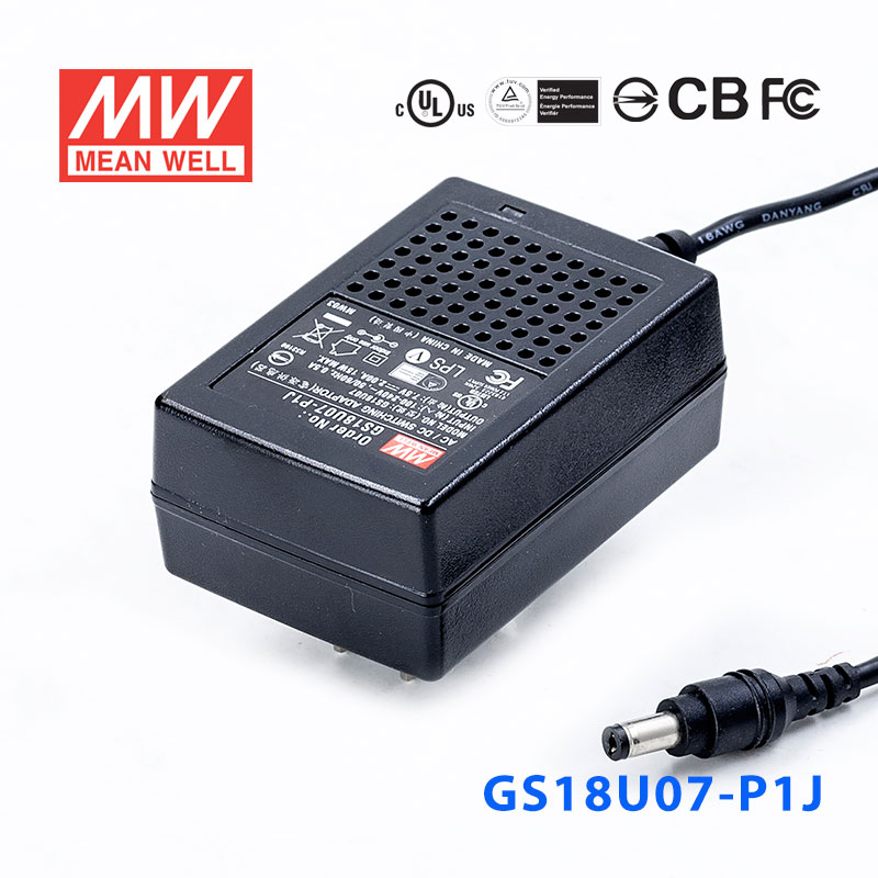 GS18U07-P1J GS18U07-P1J 18W 7.5V2A 输出绿色能源明纬墙插电源适配器(美式插头)