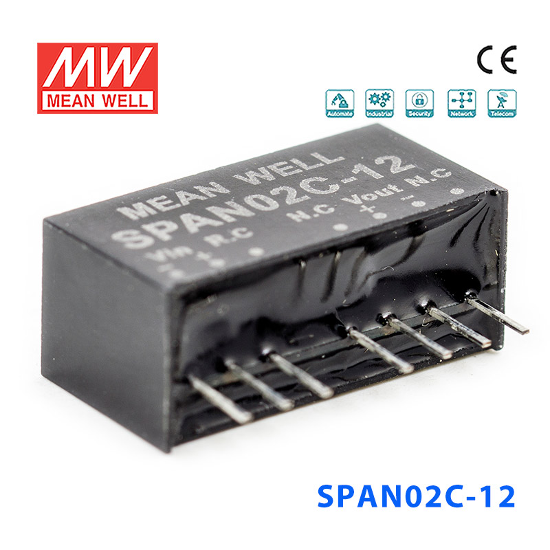 SPAN02C-12 SPAN02C-12 2W 36~75V 转 12V 167mA非稳压单路输出DC-DC模块电源