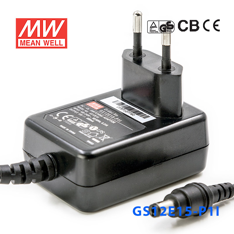 GS12E15-P1I GS12E15-P1I 12W 15V0.8A 输出绿色能源明纬墙插电源适配器(欧式插头)