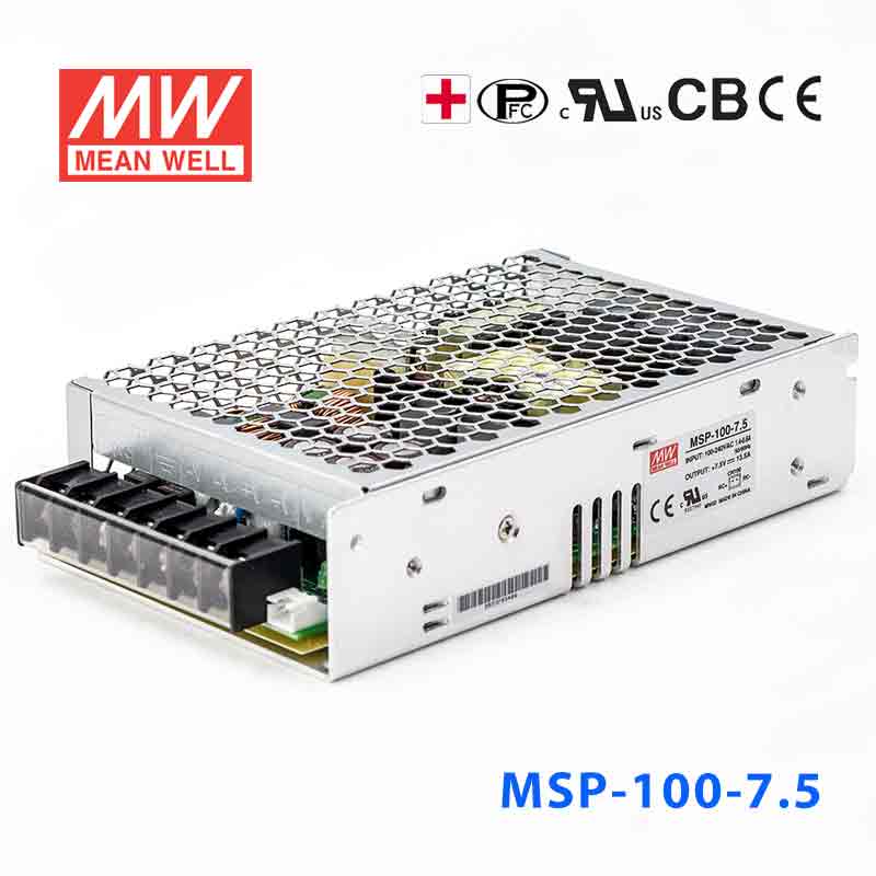 MSP-100-7.5 MSP-100-7.5 100W 7.5V 13.5A 单路输出带功率因素校正高可靠医疗型明纬开关电源