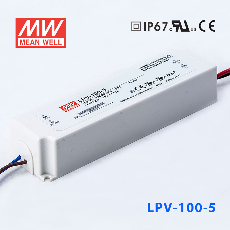 LPV-100-5 LPV-100-5 100W 5V 12A 明纬牌恒压输出IP67防水塑壳LED照明电源
