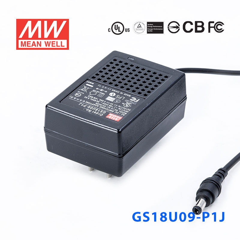 GS18U09-P1J GS18U09-P1J 18W 9V2A 输出绿色能源明纬墙插电源适配器(美式插头)