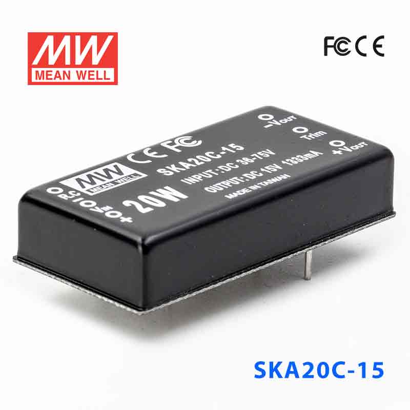 SKA20C-15 SKA20C-15 20W 36~72V 输入 15V 1.33A 稳压单路输出明纬DC-DC转换模块电源