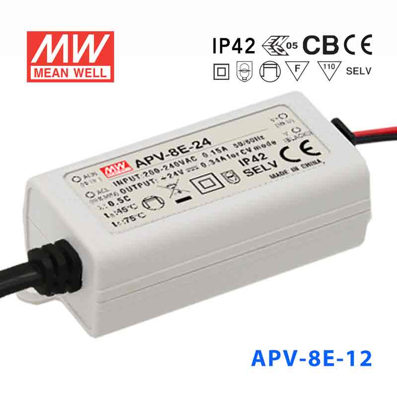 APV-8E-12 APV-8E-12 8W 12V 0.67A 明纬牌恒压输出防水塑壳LED照明电源