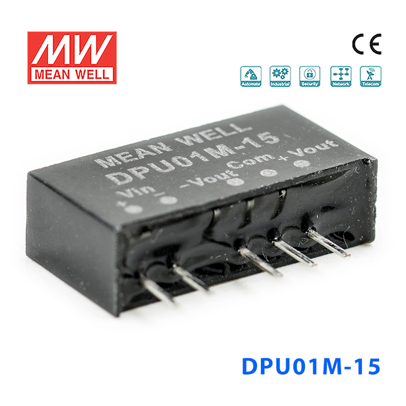 DPU01M-15 DPU01M-15 1W 12V 转 ±15V 非稳压双路输出明纬DC-DC转换模块电源
