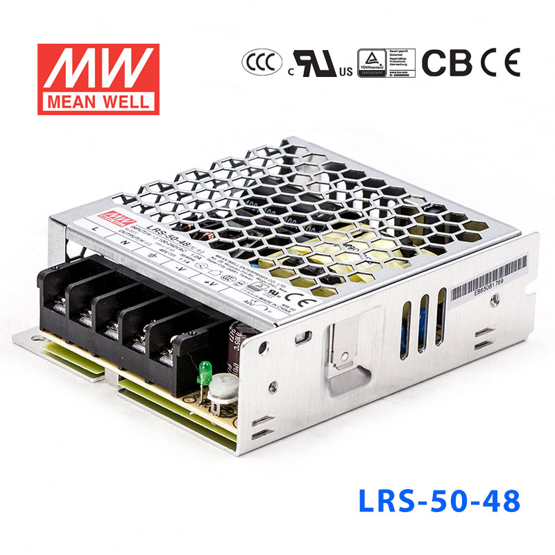 LRS-50-48 LRS-50-48 52.8W 48V 1.1A单路输出超薄型低空载损耗明纬开关电源