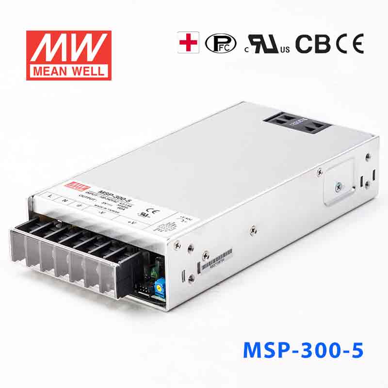 MSP-300-5 MSP-300-5 300W 5V 60A 单路输出带功率因素校正高可靠医疗型明纬开关电源