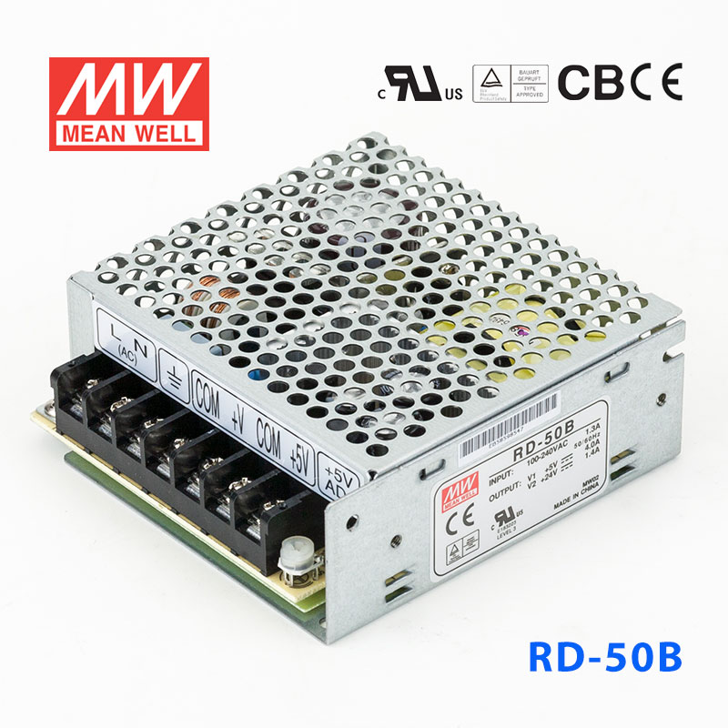 RD-50B RD-50B台湾明纬5V24V双路开关电源50W直流稳压5V4A+24V1.4A双组