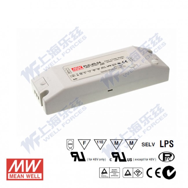 PLC-45-27 PLC-45-27 45W 27V 1.7A 端子台接线恒压+恒流PFC塑壳防水LED电源(恒压恒流值可设定)