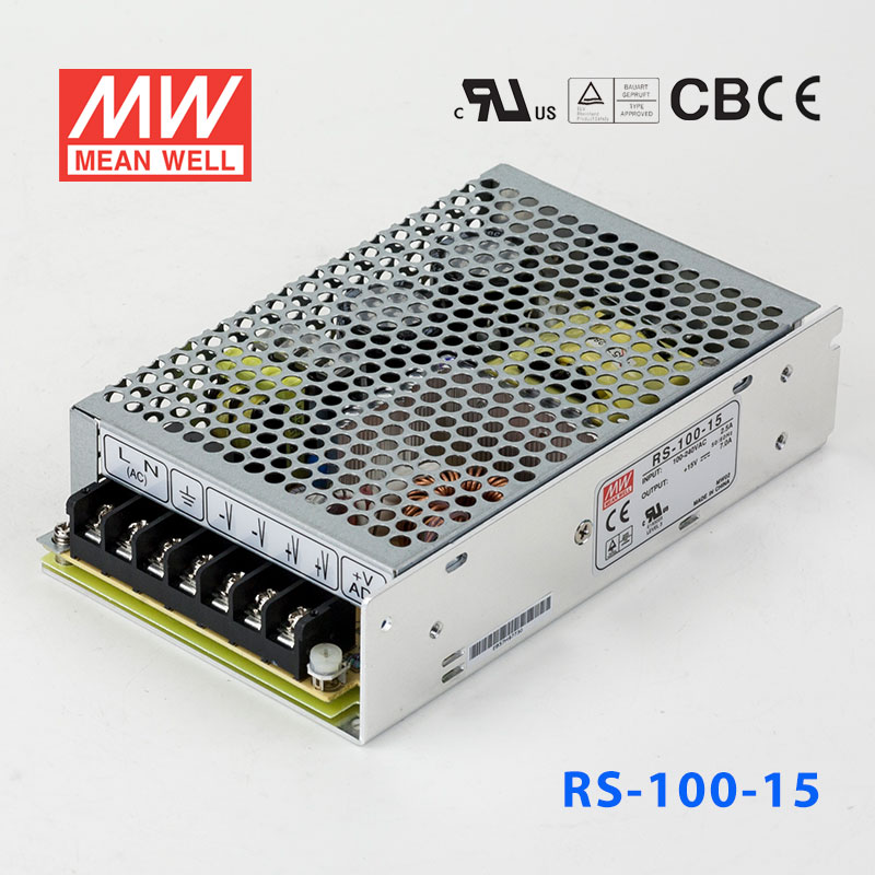 RS-100-15 RS-100-15 100W 15V7A 单路输出明纬电源(G3系列-高性能内置有外壳)