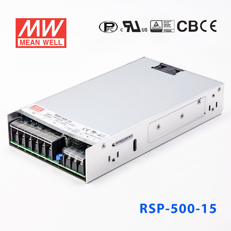 RSP-500-15 RSP-500-15 500W 15V33.4A 单路输出带功率因素校正超薄型明纬开关电源