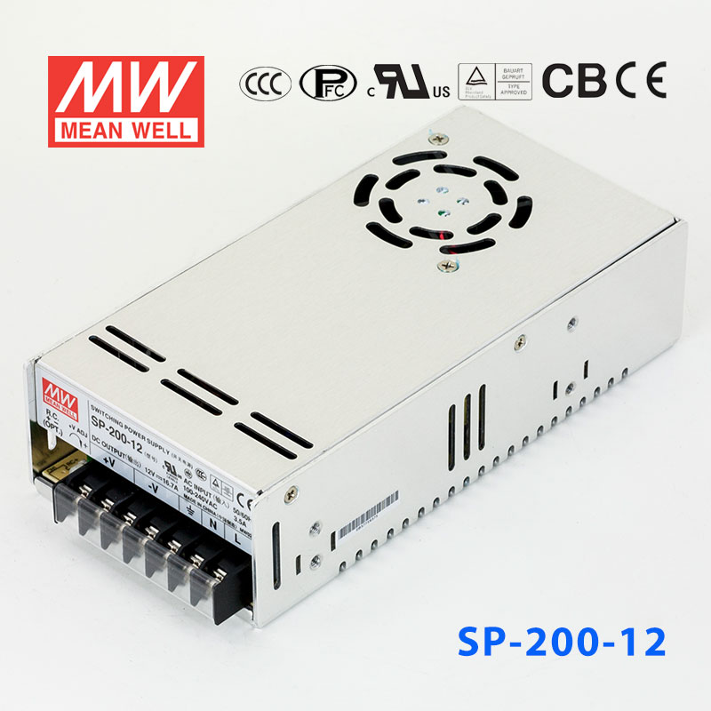 SP-200-12 SP-200-12 200W 12V16.7A 单路输出带PFC功能CCC认证明纬开关电源