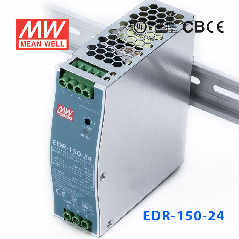 EDR-150-24 EDR-150-24 150W 24V6.5A单路输出明纬超薄型导轨安装电源