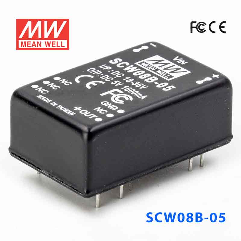 SCW08B-05 SCW08B-05 8W 18~36V 输入 5V 稳压单路输出明纬DC-DC转换模块电源