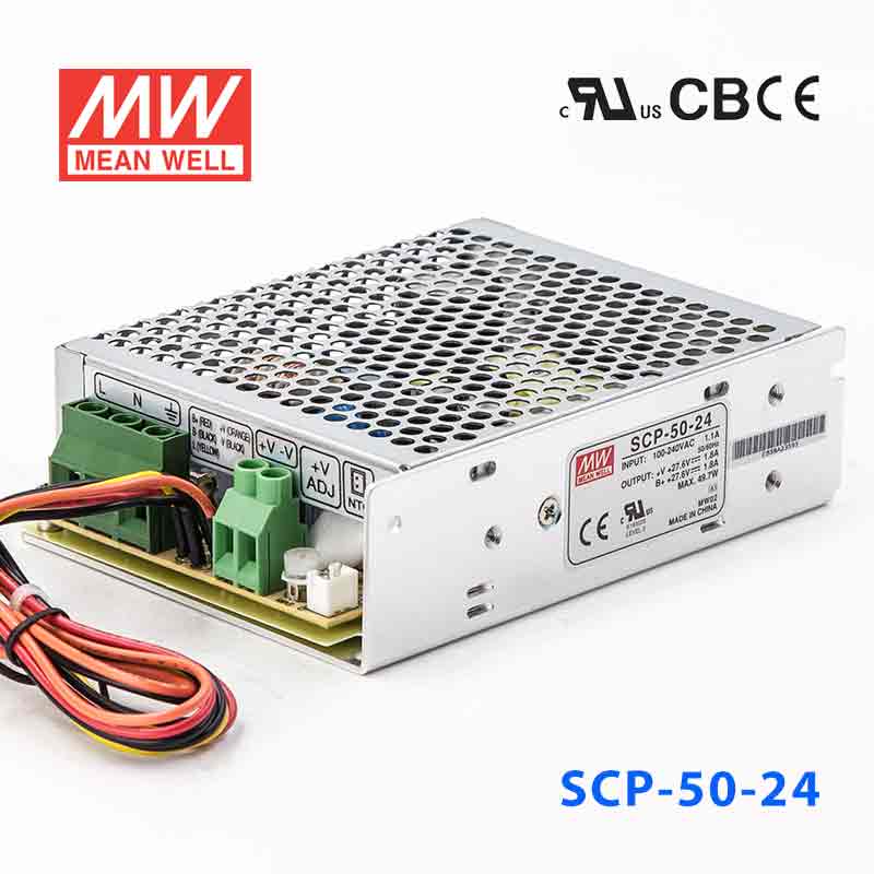 SCP-50-24 SCP-50-24 50W 27.6V1.8A 输出带温度补偿浮充电明纬不间断安防电源