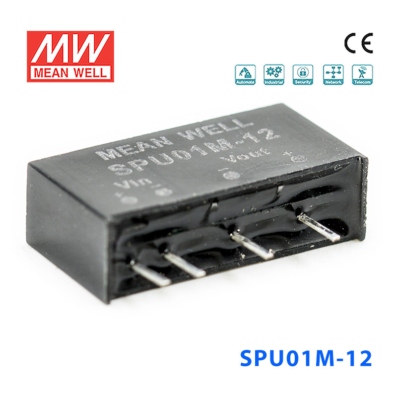 SPU01M-12 SPU01M-12 1W 12V 转 12V 非稳压单路输出明纬DC-DC转换模块电源