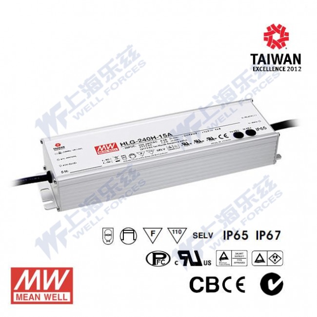 HLG-240H-20A HLG-240H-20A 240W 20V 12A 强耐环境恒压+恒流PFC高效铝壳IP65防水LED电源(恒压恒流值可面板设定)