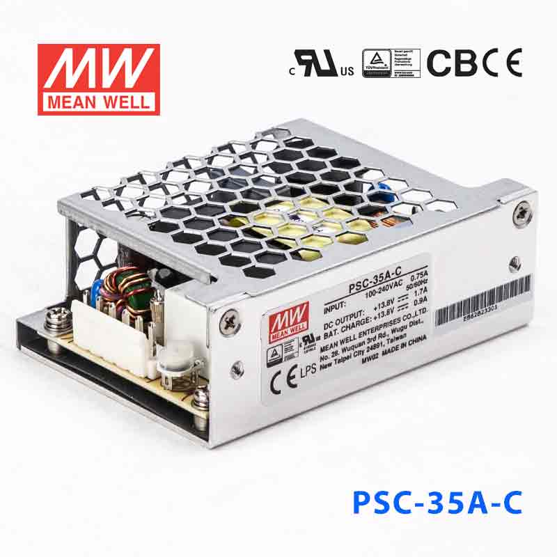 PSC-35A-C PSC-35A-C 35W 13.8V1.7A 单路输出带浮充电直流UPS明纬裸板加外壳安防电源