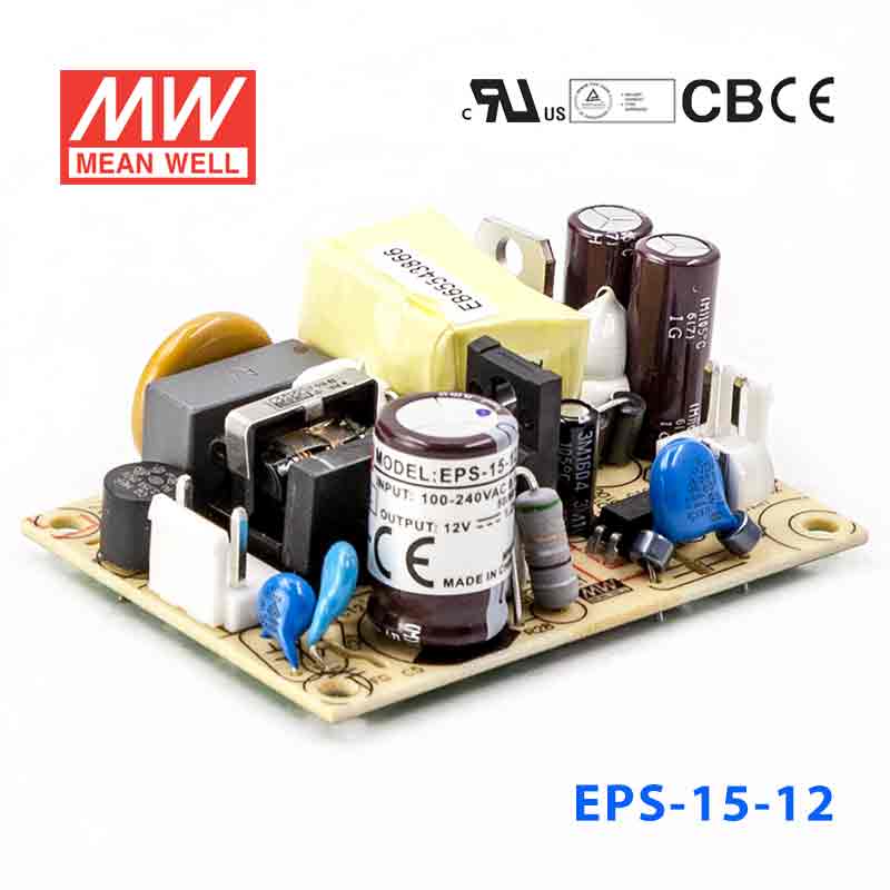 EPS-15-12 EPS-15-12 15W 12V1.25A单路输出低空载损耗高效率明纬裸板开关电源