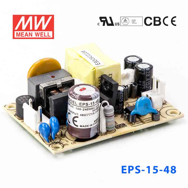 EPS-15-48 EPS-15-48 15W 48V0.313A单路输出低空载损耗高效率明纬裸板开关电源