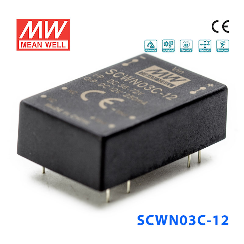 SCWN03C-12 SCWN03C-12 3W 36~72V 转 12V 0.25A 非稳压单路输出DC-DC模块电源