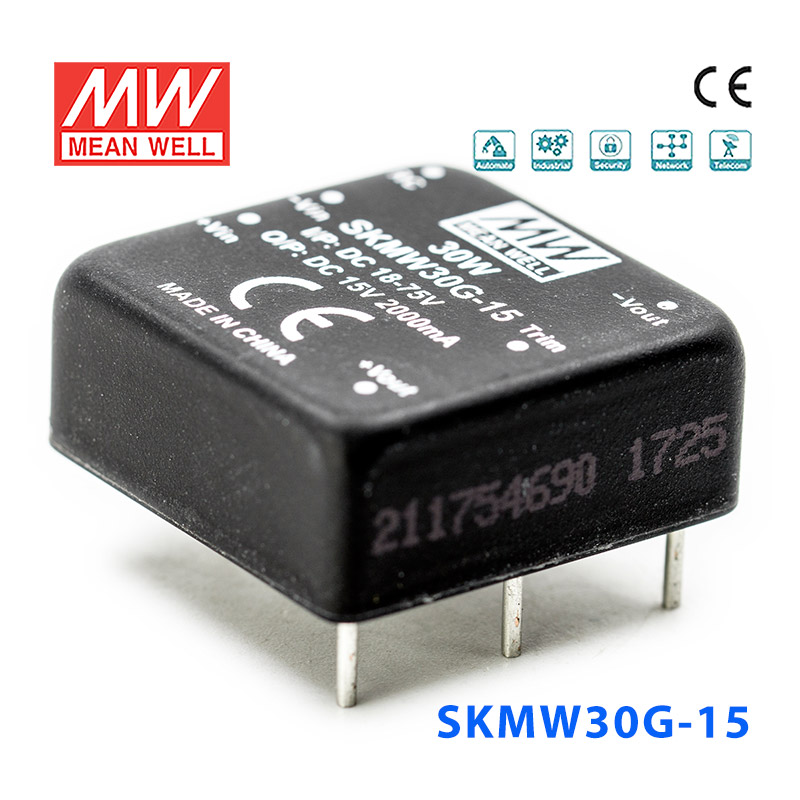 SKMW30G-15 SKMW30G-15 30W 18~75V 转 15V 2A 非稳压单路输出DC-DC模块电源