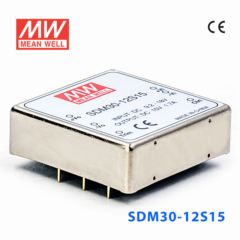 SDM30-12S15 SDM30-12S15 30W 9~18V 输入 15V 稳压单路输出明纬DC-DC转换模块电源