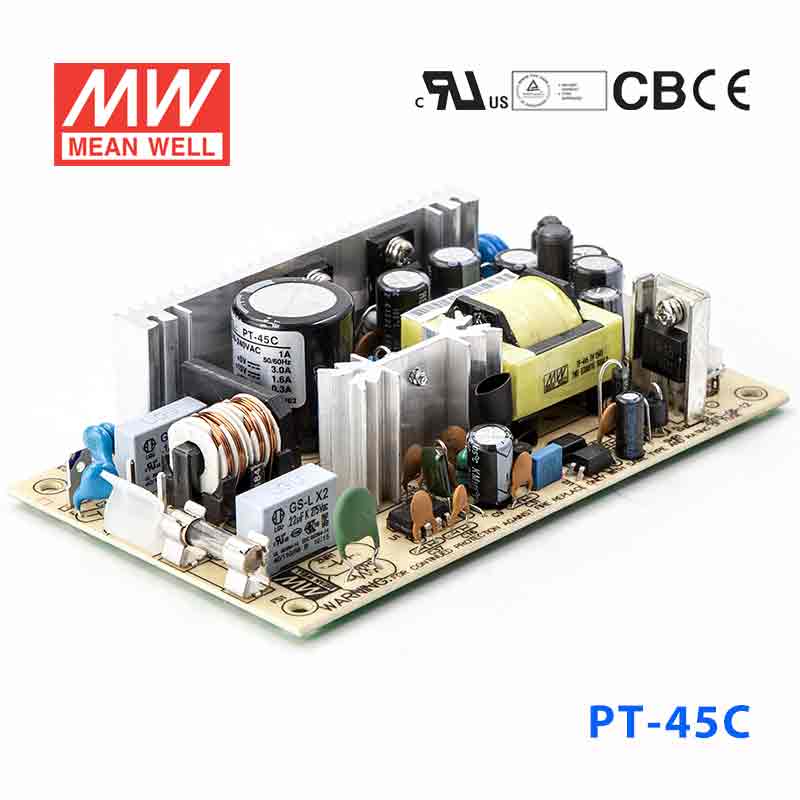 PT-45C PT-45C 45W +5V 5A +15V 2.3A -15V 0.5A 三路输出无外壳PCB板明纬开关电源