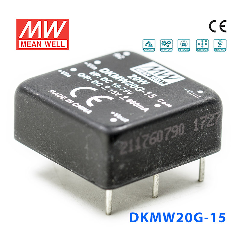 DKMW20G-15 DKMW20G-15 20W 18~75V 转 ±15V 0.66A 非稳压双路输出DC-DC模块电源