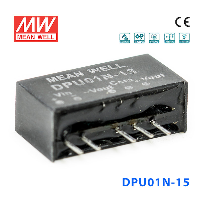 DPU01N-15 DPU01N-15 1W 24V 转±15V 非稳压双路输出明纬DC-DC转换模块电源