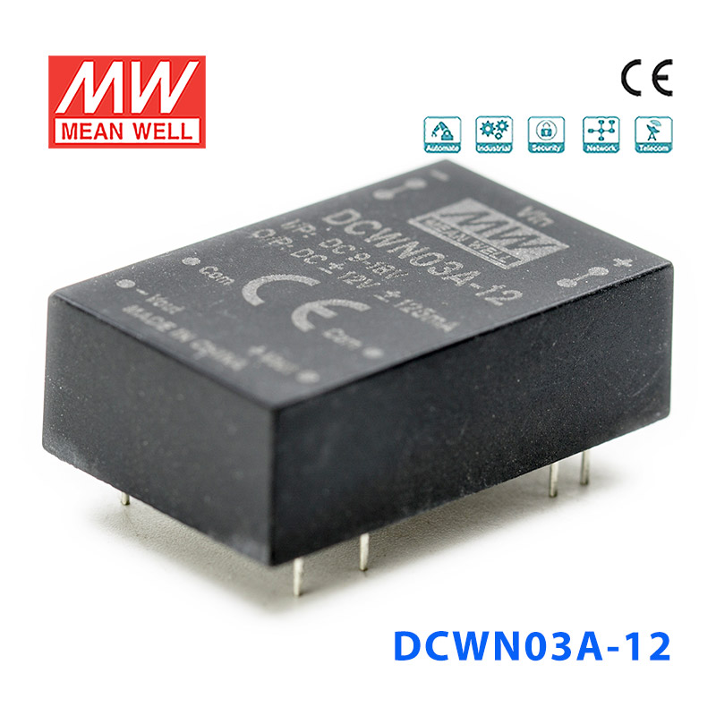 DCWN03A-12 Mean Well DCWN03A-12 DC-DC Converter - 3W 9~18V DC in 12V out 250mA