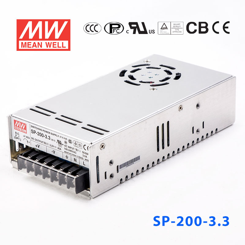 SP-200-3.3 SP-200-3.3 200W 3.3V40A 单路输出带PFC功能CCC认证明纬开关电源