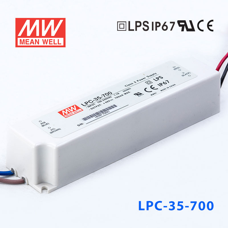 LPC-35-700 LPC-35-700 35W 700mA恒流输出明纬牌IP67防水塑壳LED电源