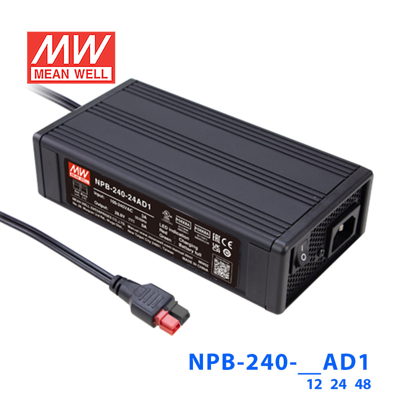 NPB-240-24AD1 明纬NPB-240-24AD1 2/3段式24V8A输出铅酸/锂电池充电器240W