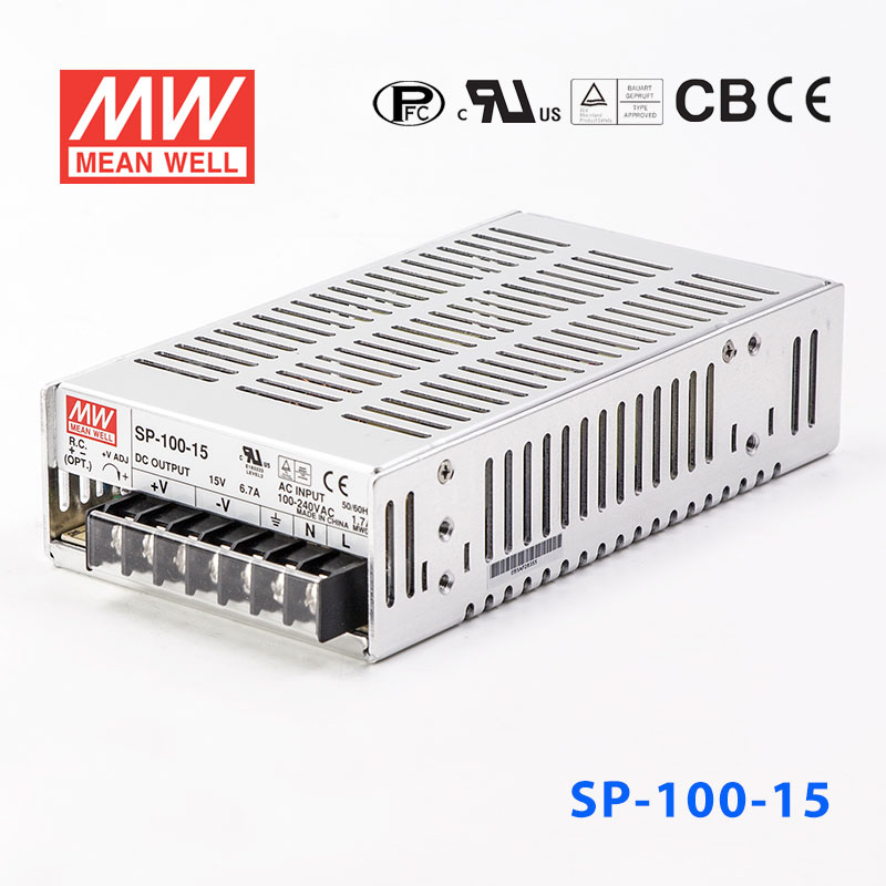 SP-100-15 SP-100-15 100W 15V6.7A 单路输出带PFC功能明纬开关电源
