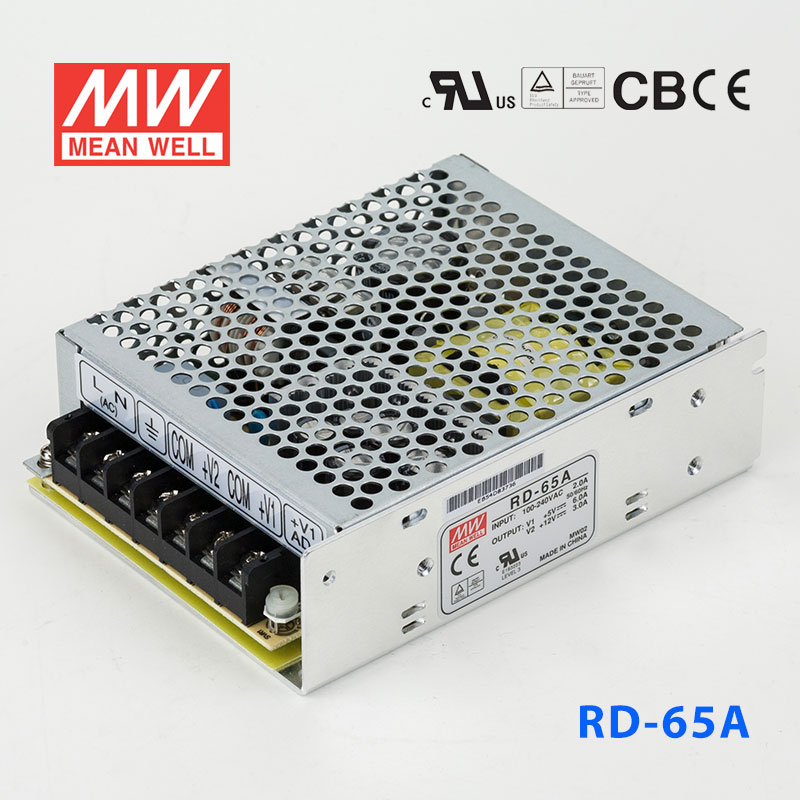 RD-65A RD-65A台湾明纬5V12V双路开关电源65W直流稳压5V6A+12V3A双组