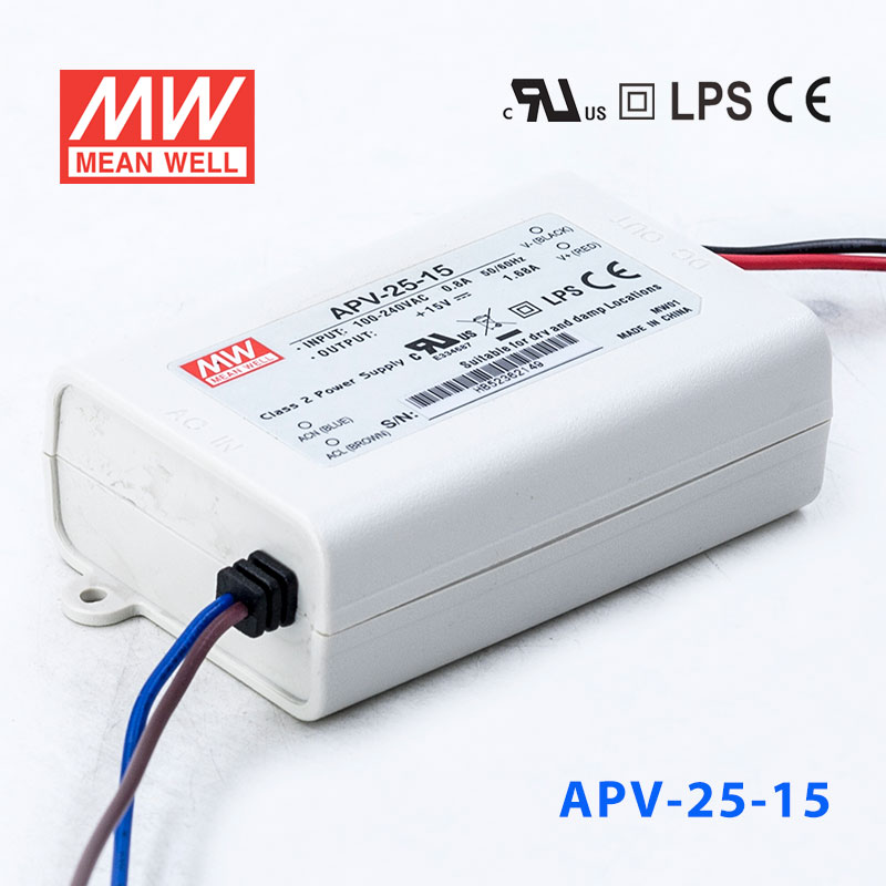 APV-25-15 APV-25-15 25W 15V 1.68A 明纬牌恒压输出防水塑壳LED照明电源