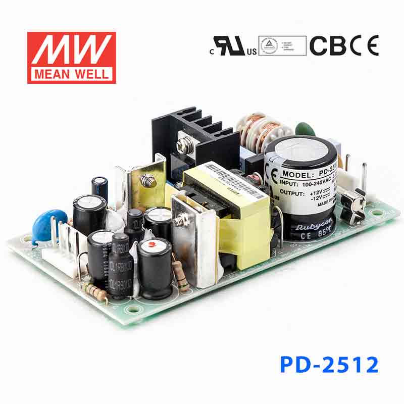 PD-2512 PD-2512 25W +12V 1.2A -12V 1.2A 双路输出无外壳PCB板明纬开关电源