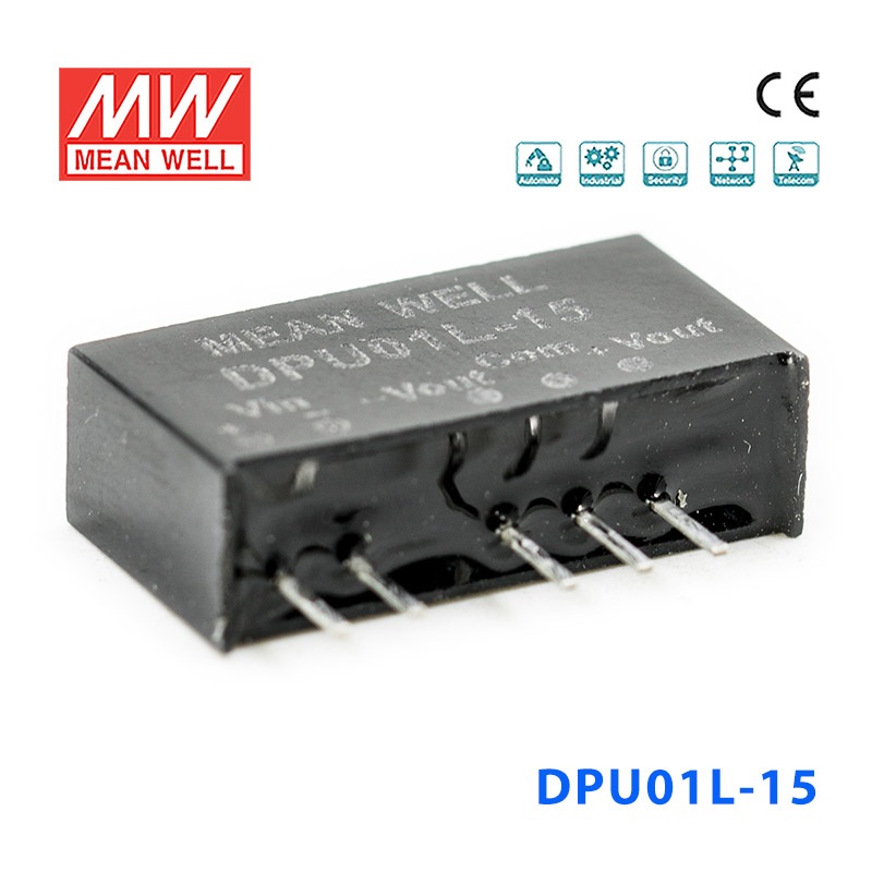 DPU01L-15 DPU01L-15 1W 5V 转 ±15V 非稳压双路输出明纬DC-DC转换模块电源