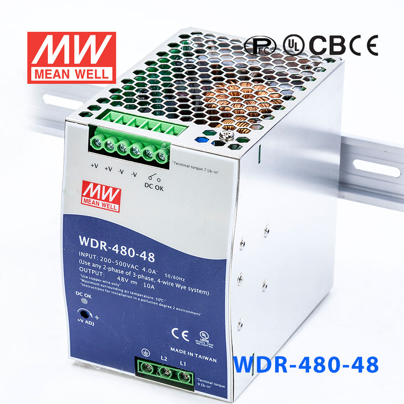WDR-480-48 WDR-480-48 480W 48V10A 高输入电压高效率高PFC单路输出DIN导轨电源